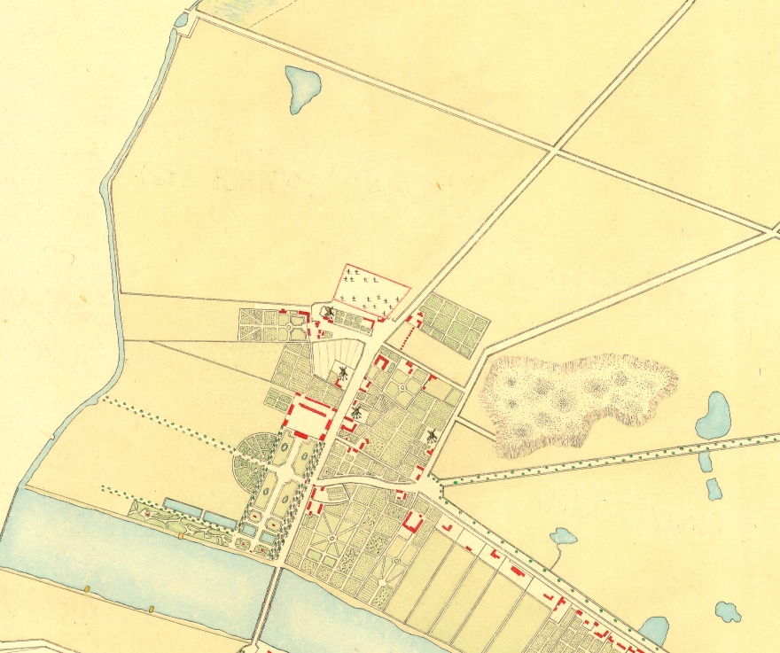 1770 - Kort over Nørrebro og Østerbro (Københavns Stadsarkiv) Udsnit Nørrebro