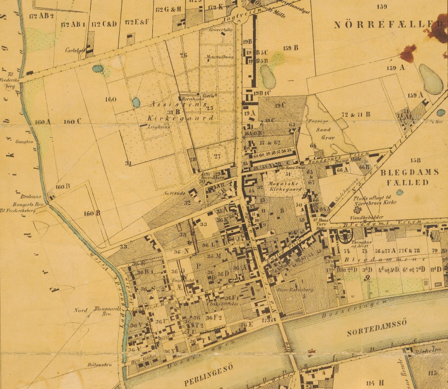 1858 - Plan af forstaden Nørrebro (Københavns Stadsarkiv)