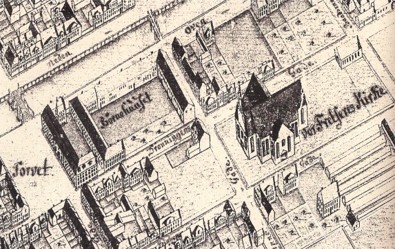 Geddes kort - 1761 udsnit omkring Vor Frelsers Kirke RES