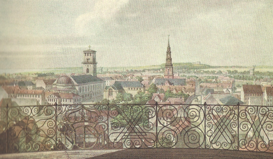 Udsigten fra Rundetårn mod Frederiksberg - H G F Holm - ca 1836 RES