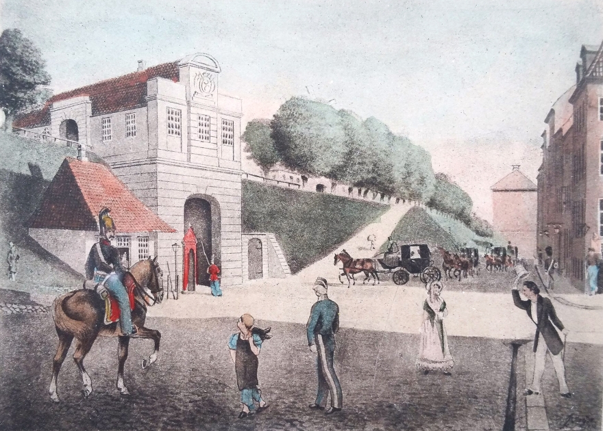 Nørreport - akvarel Beyer - 1850erne RES