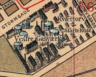 Udsnit af kort over monumentalplan over København, 1897.