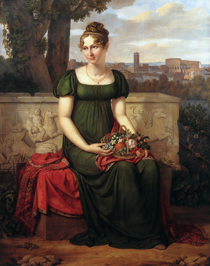 J. L. Lund - Portræt af Ida Brun med Udsigt til Rom i Baggrunden. 1811. (Privateje)