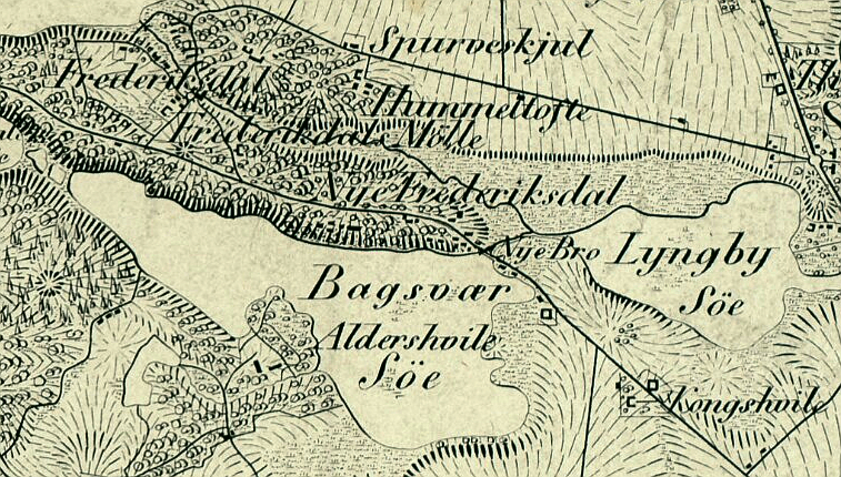 Udsnit af Generalqvartermestertabens kort over Københavns omegn 1830 (Original i Det Kgl. Bibliotek)