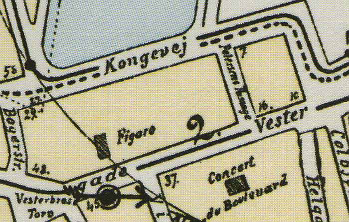 Udsnit af Waagensens kort over København 1886, hvor Sankt Jørgens Allé endnu hedder Petersens Passage.