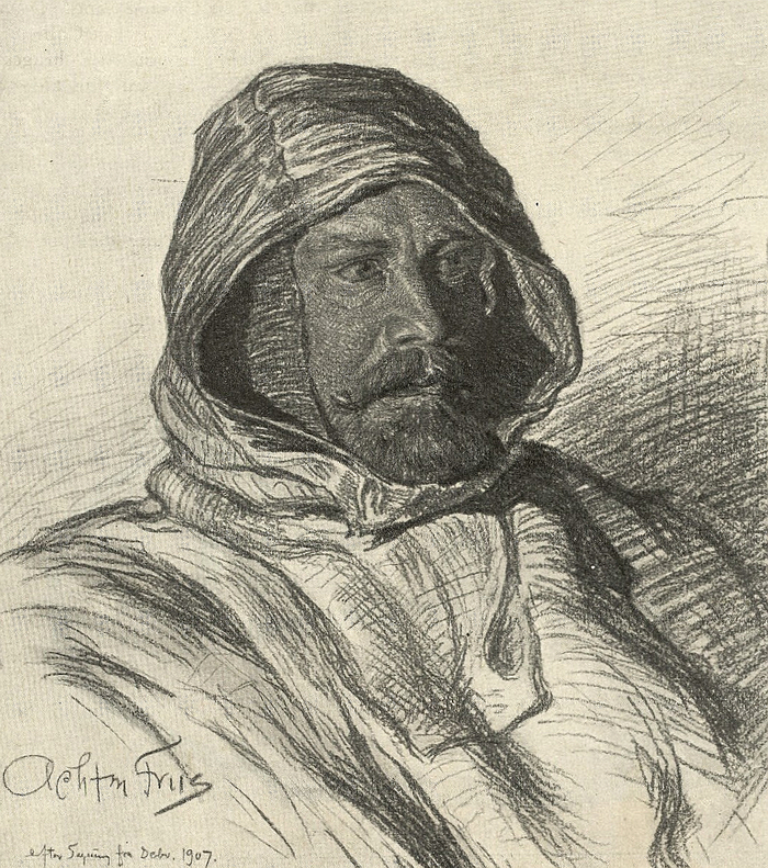 J. P. Koch. Tegning udført af Achton Friis 1907 (Det Kgl. Bibliotek)