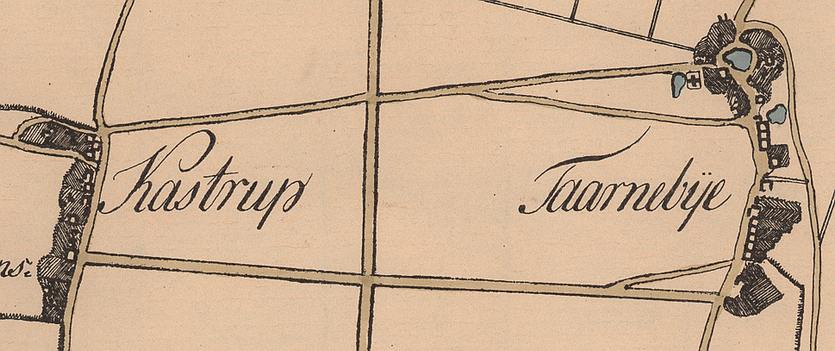 Udsnit af Fr Bülows kort over Amager 1794