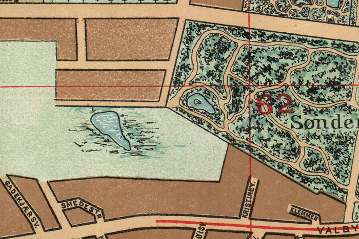 Udsnit af Monumentalplan over København. Udarbejdet af Franz Sedivy 1897 (Københavns Stadsarkiv).